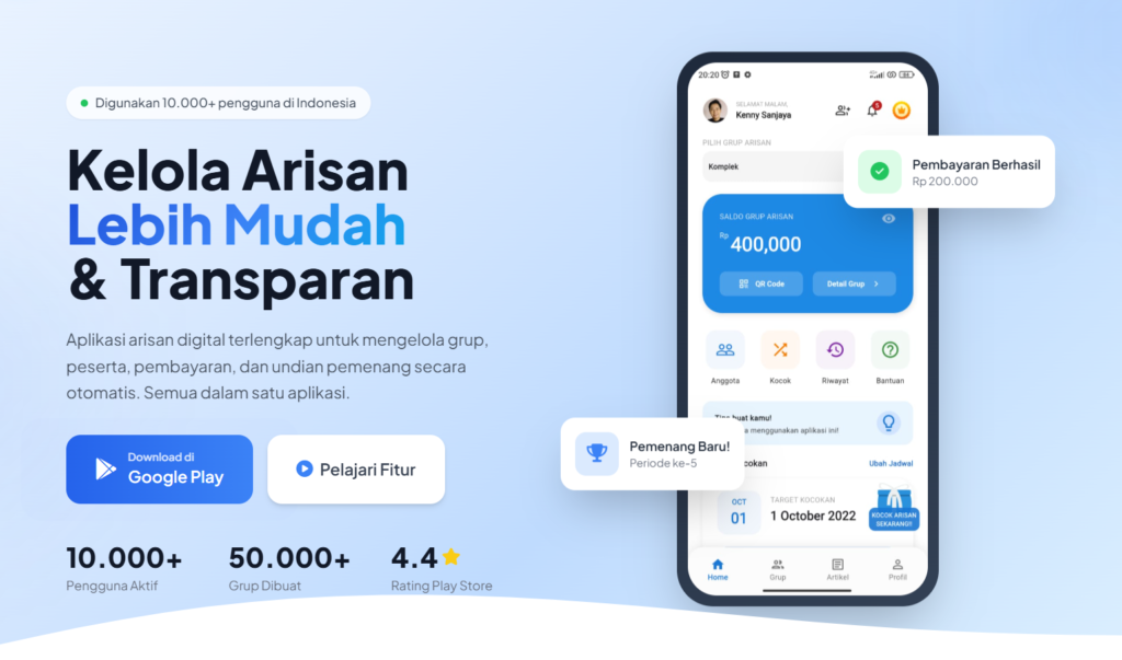 Rekomendasi aplikasi pengelolaan arisan dengan Arisan Digital Online